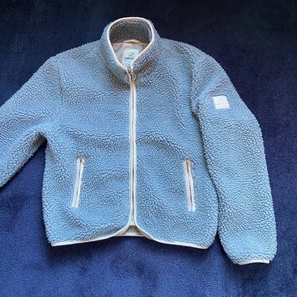 EUC Ivory Ella Women’s Sherpa Fleece Full Zip Sweater Jacket Sz S - Picture 2 of 6